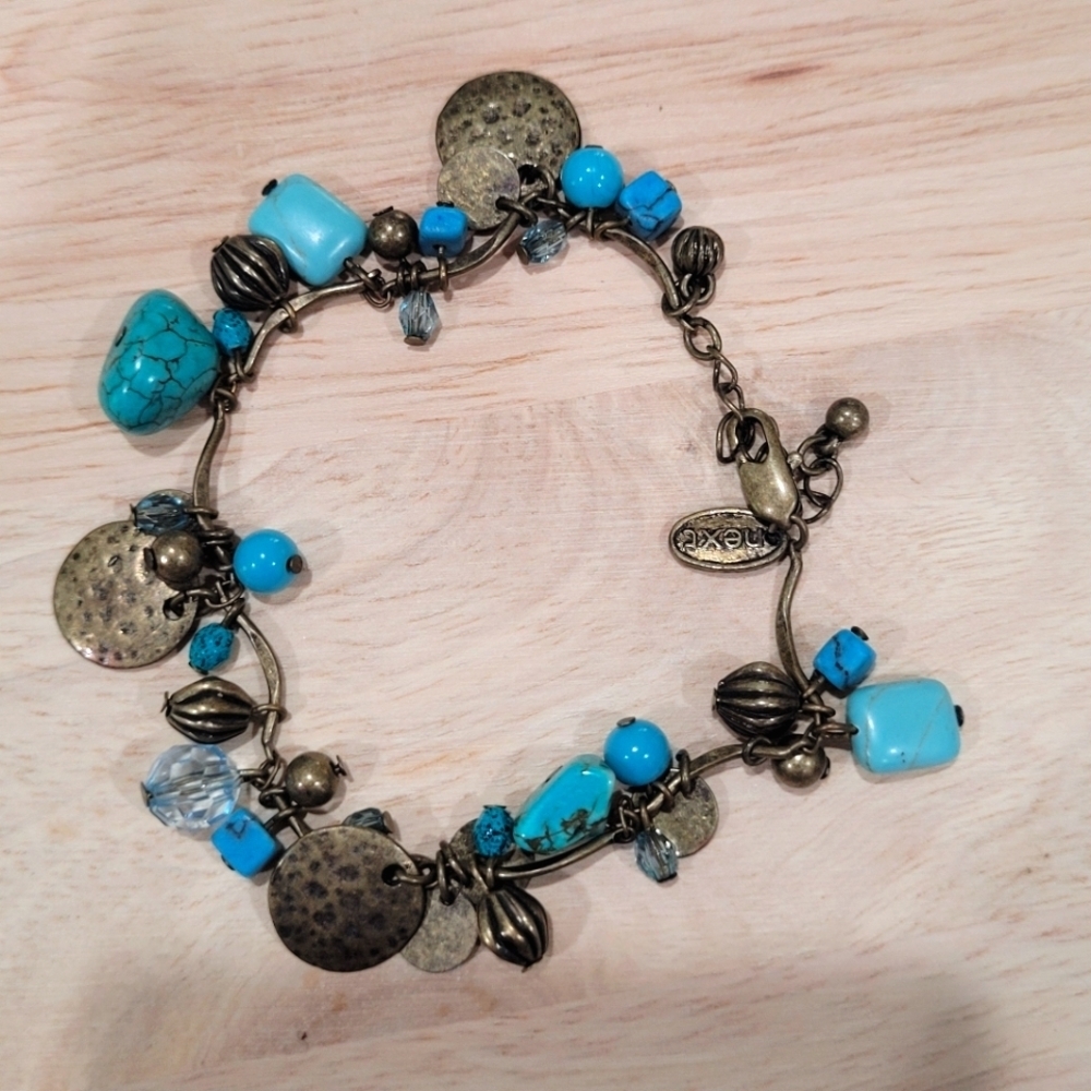NEXT Turquoise and Copper Beaded Charm Bracelet Fashion Jewelry with Extras
